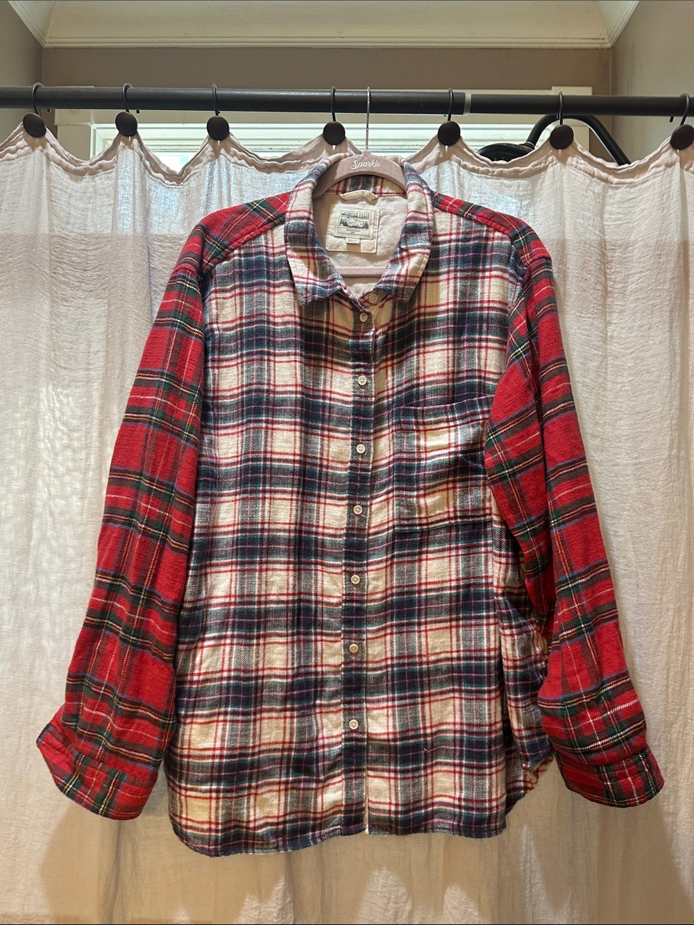 American Eagle Outfitters Red Plaid Button-Down Shirt